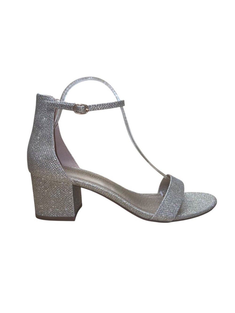 Dream Pairs Women’s Golden Glitter Open Toe Low-Chunk Ankle Strap Heels Size 9